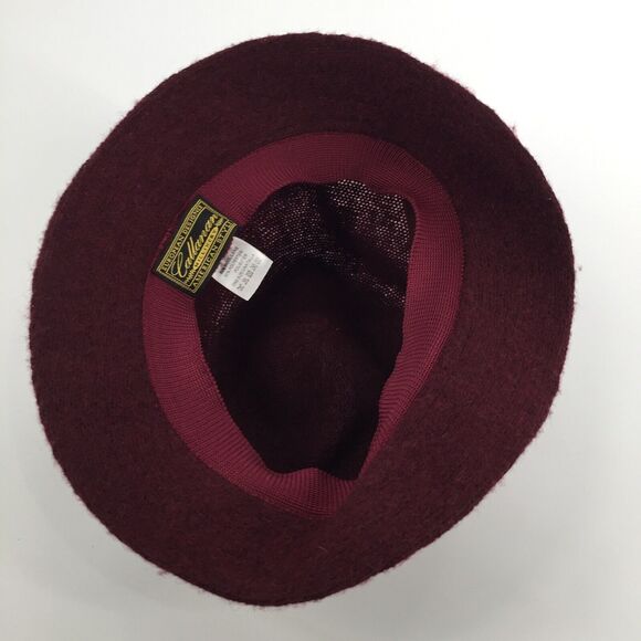 Vintage Callanan Felt Wool Blend Fedora Cloche Hat Womens Burgundy Red One Size main image 5